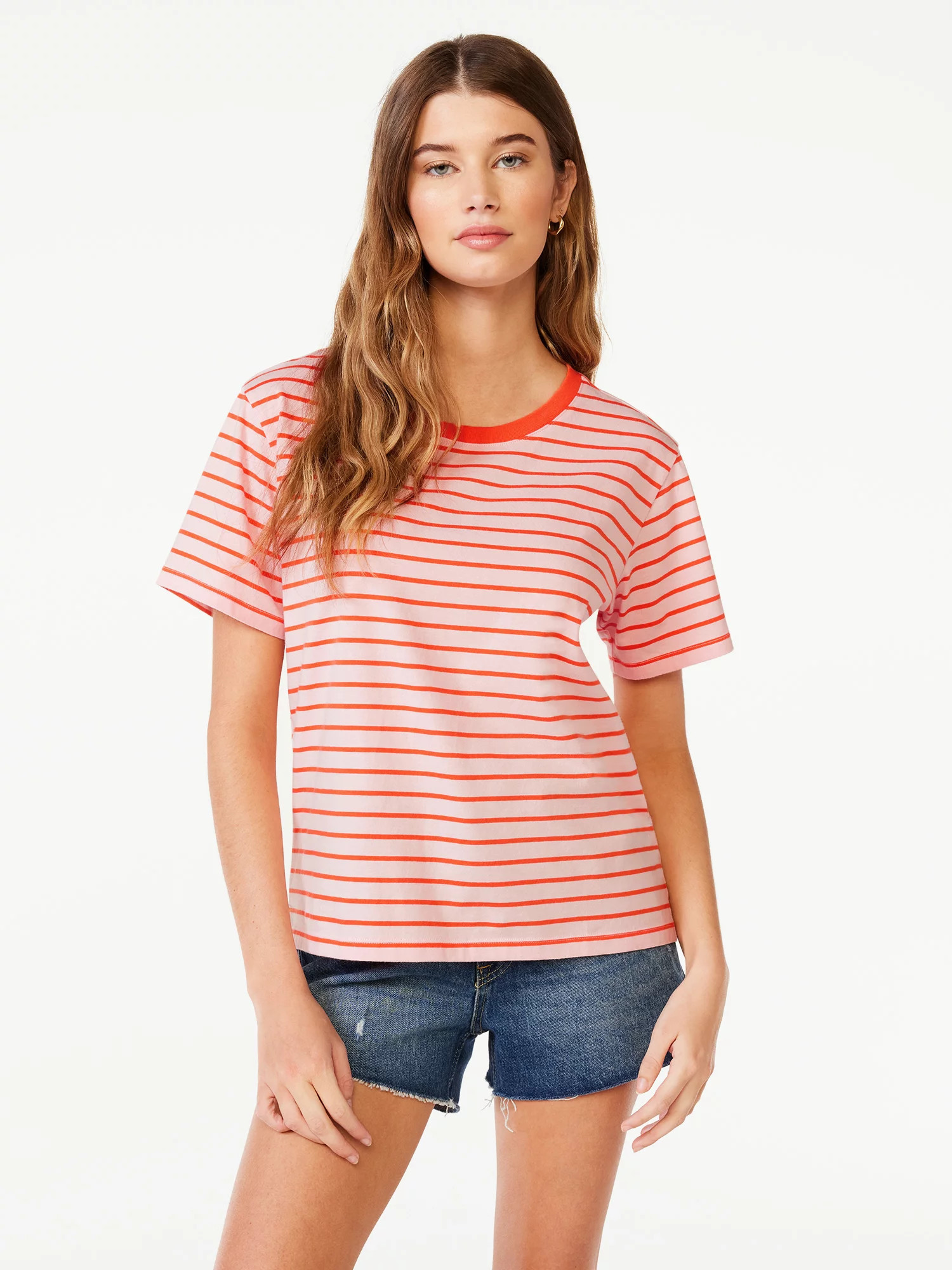 Free Assembly Women's Crop Box Tee with Short Sleeves, Sizes XS-XXXL | Walmart (US)