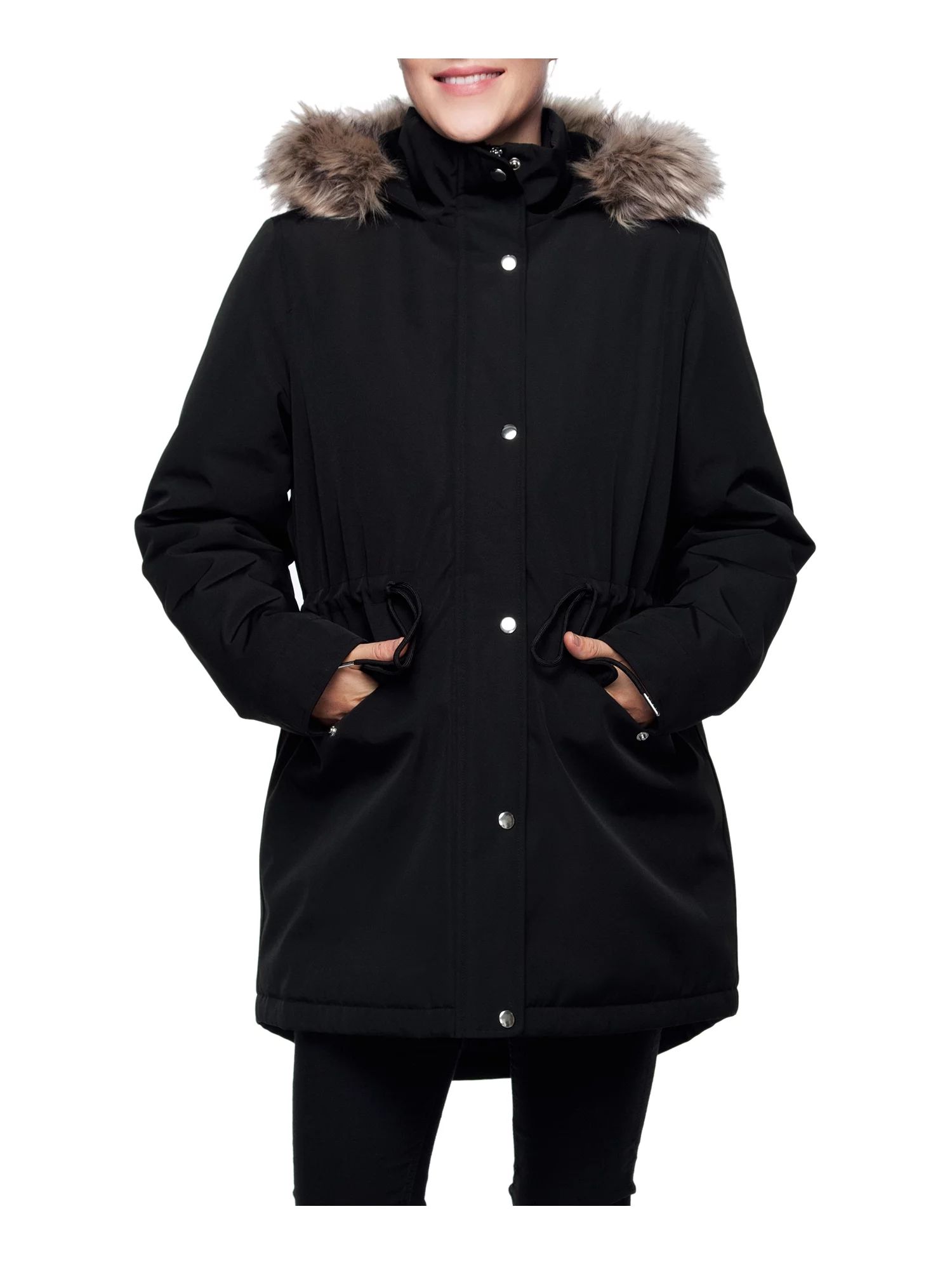 Rokka&Rolla Women's Mini Fur Lined Winter Coat with Faux Fur Hood Parka Jacket (Exclusive on Walm... | Walmart (US)