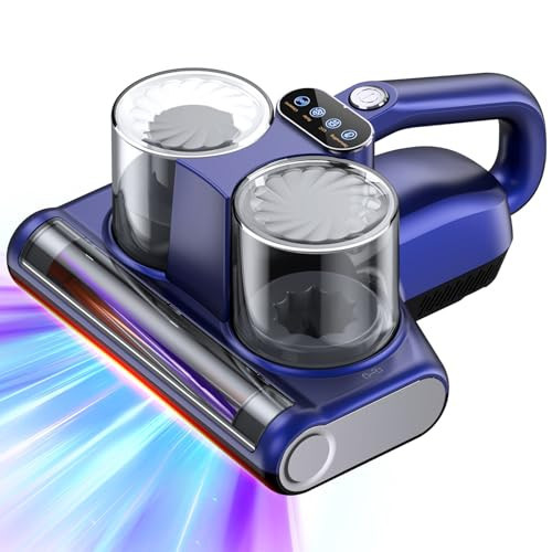 JPHYLL Mattress Vacuum Bed Vacuum Cleaner 16Kpa Suction 253.7nm UV-C Light, 140°F Heated Air, 30000 RPM Brushroll, Ultrasonic, HEPA Filter, Handheld Vacuums for Carpet/Sofa, 500W Corded, (Light Blue) | Amazon (US)