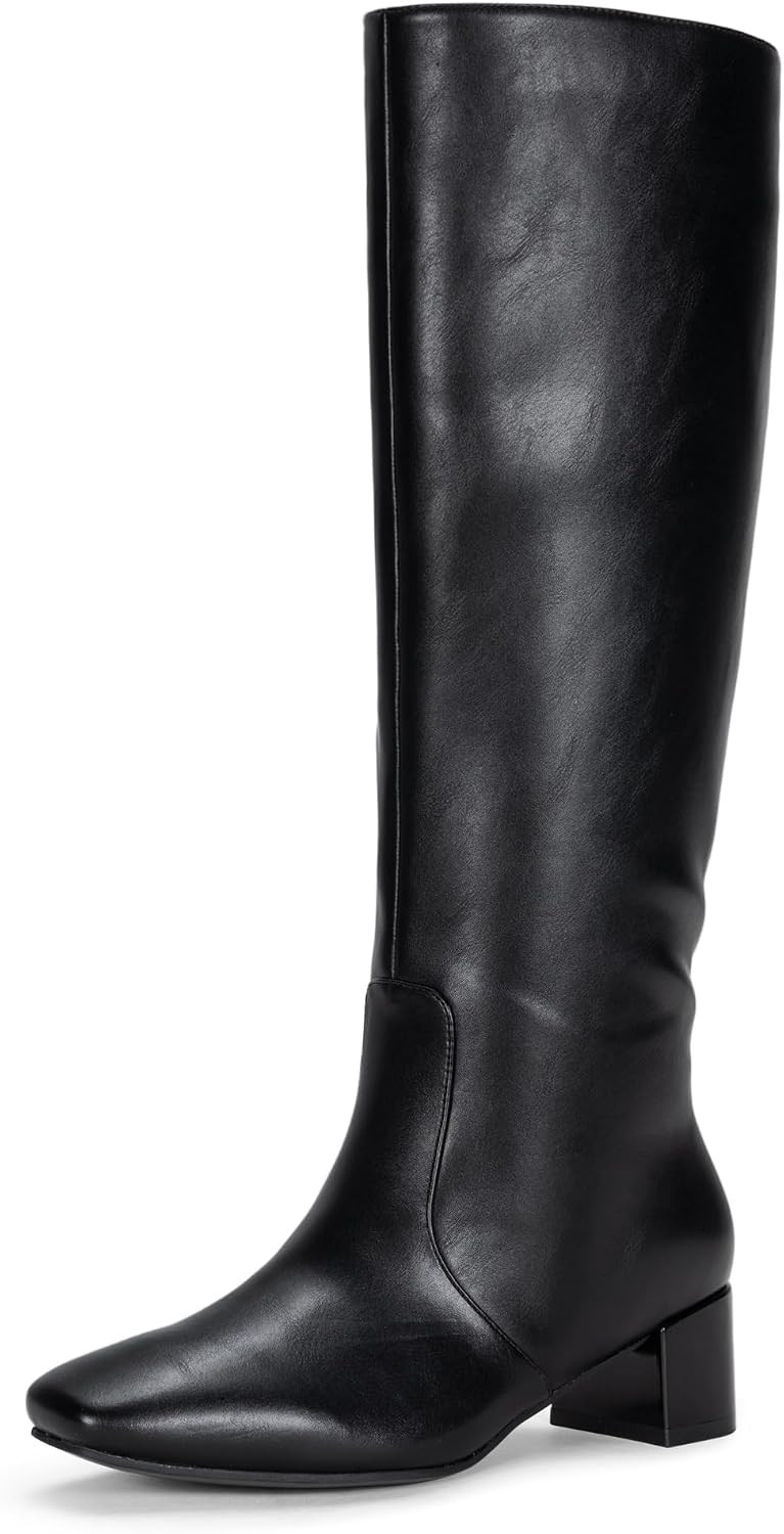 Vepose Knee High Boots for Women, Tall Riding Square Toe 9507 Botas, Women's Low Chunky Block Heel Boots with Side Zipper | Amazon (US)