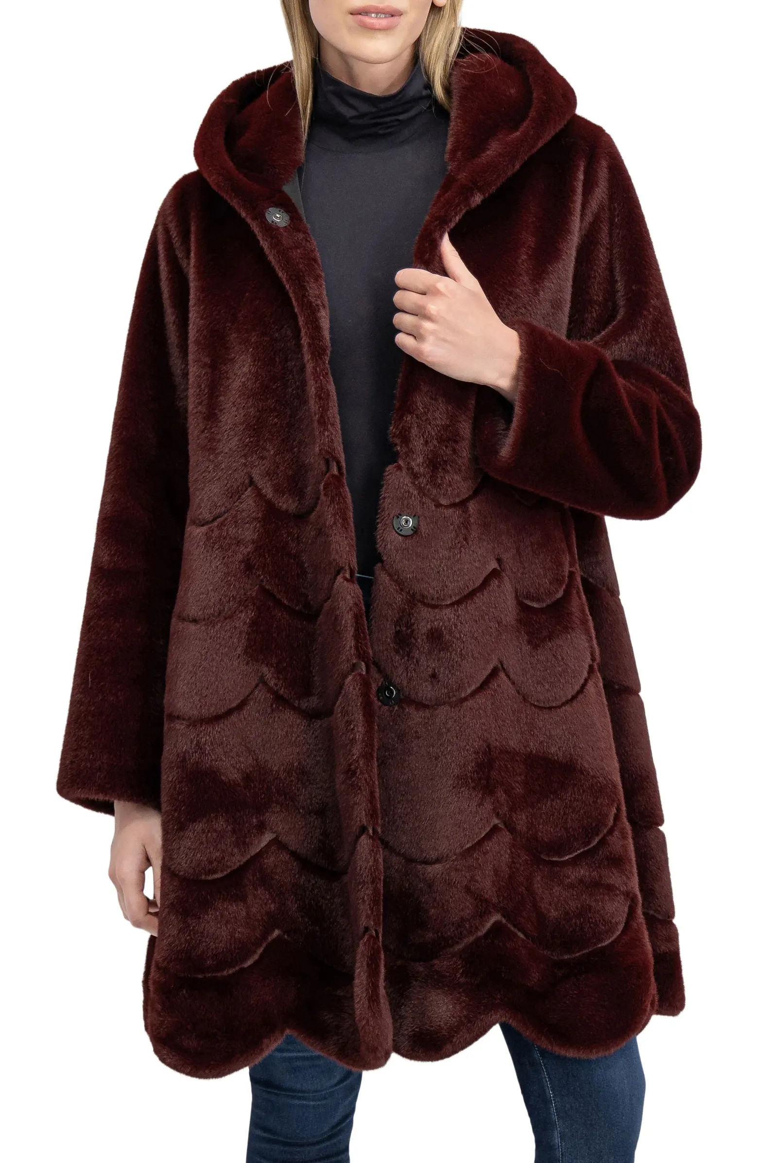 Lyla Grant Fur-Free Mink (Faux Fur) Reversible Coat, Hood | Nordstrom | Nordstrom