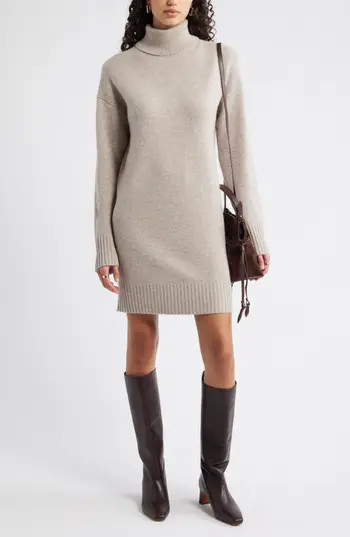 Nordstrom Long Sleeve Wool & Cashmere Sweater Dress in Tan Etherea Heather at Nordstrom Rack, Size Small | Nordstrom Rack