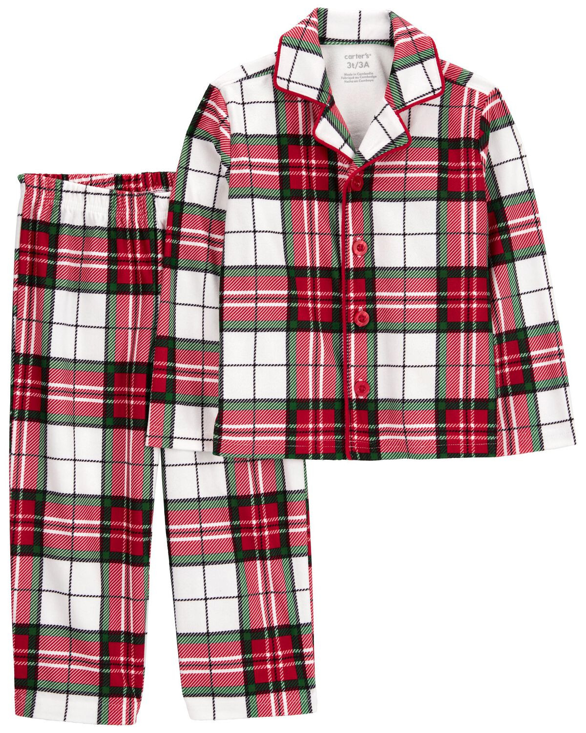 Toddler 2-Piece Plaid Fleece Coat Style Pajamas - Carter's | Carter's | Carter's Inc