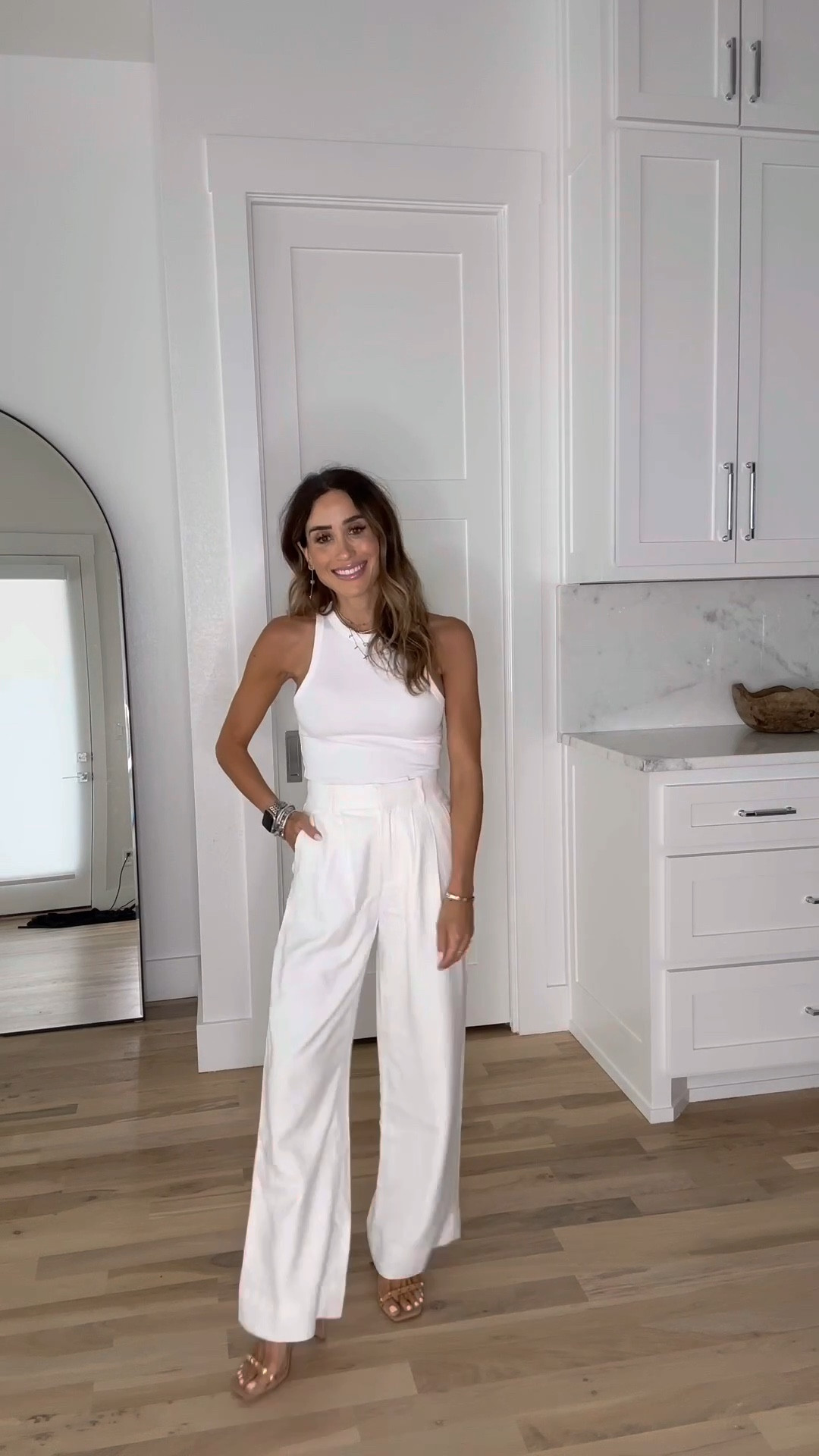 Linen trouser pants size 23 short white tank size Xs, black top size Xs code AFBELBEL 

#LTKFindsUnder100 #LTKxAF #LTKFindsUnder50