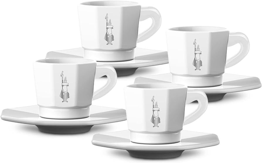 Bialetti Espresso Cups & Saucers, Set of 4, White | Amazon (US)