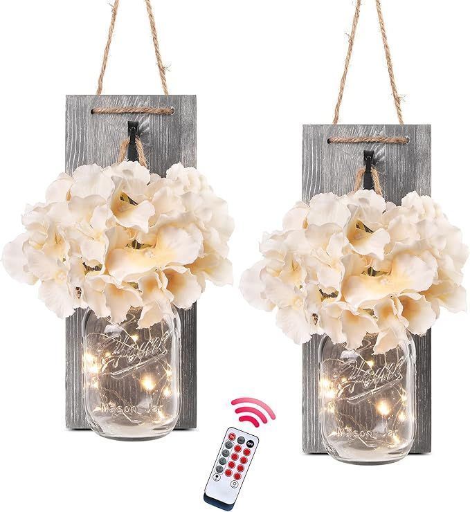 Besuerte Rustic Wooden Wall Hanging Decor with LED String Lights for Modern Living Room and Bedro... | Amazon (US)