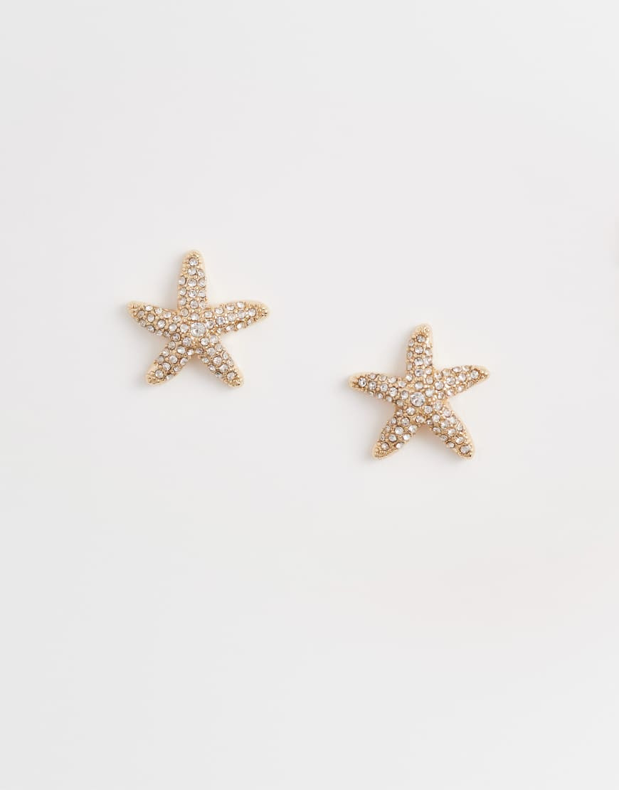 Accessorize sparkle starfish stud earrings in gold tone | ASOS (Global)
