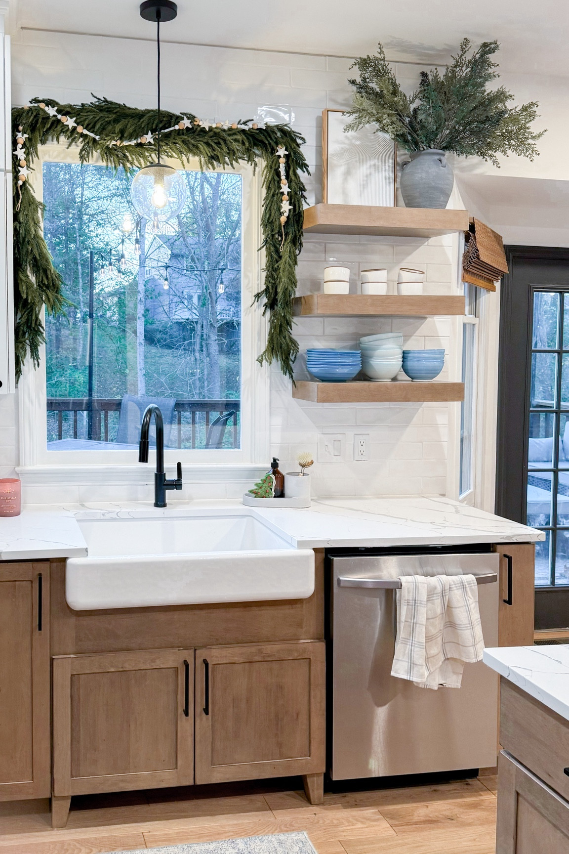 Kitchen garland & faux stems arrangement for Christmas 

#LTKHome #LTKSeasonal