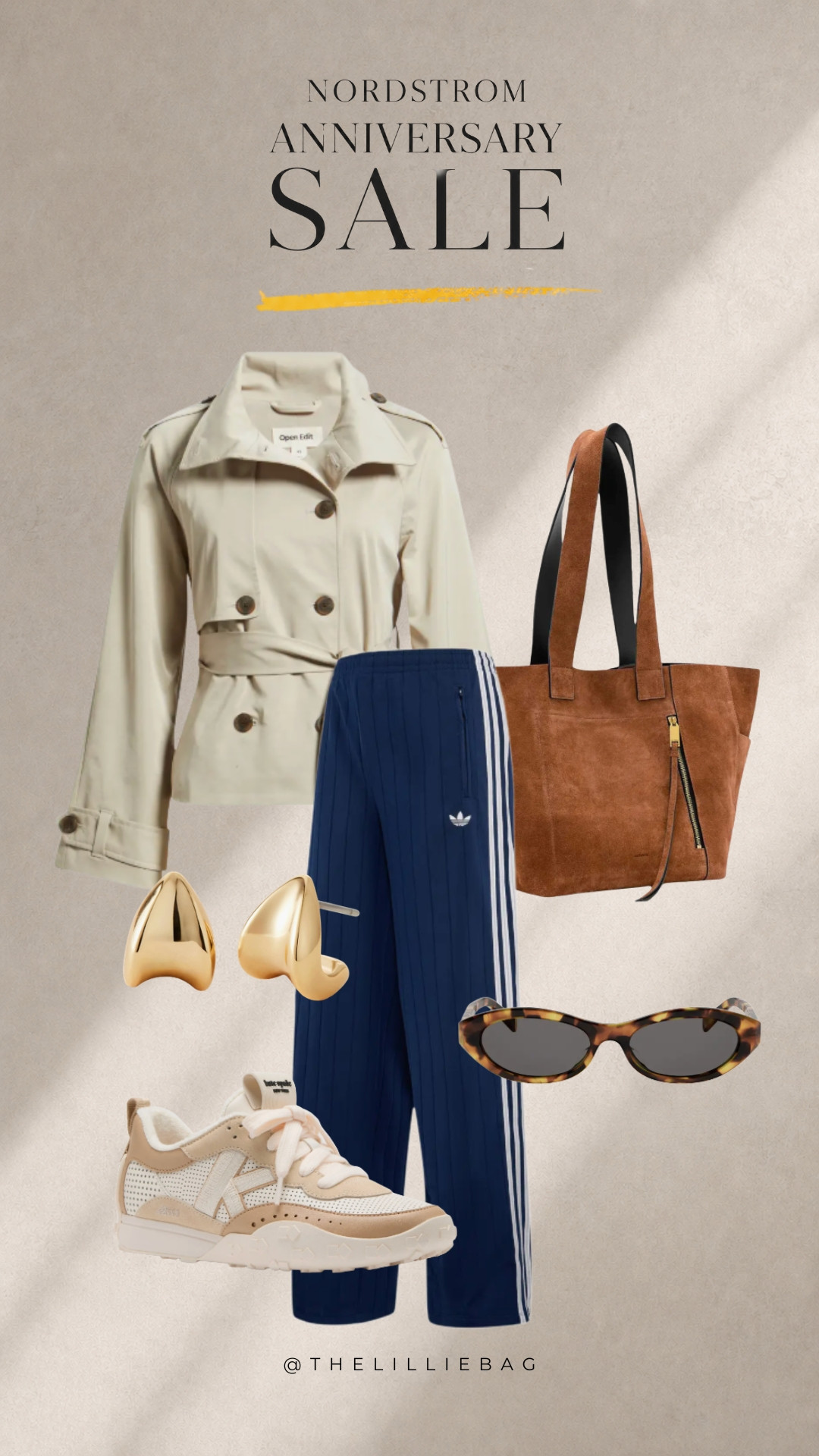 Sporty meets elevated 💙 Loving this mix of tailored outerwear, classic sneakers, a suede tote, and track pants for an effortless everyday look. So many of my Nordstrom Anniversary Sale favorites are still in stock—but not for long!

#LTKgrwm #LTKootd #LTKSaleAlert