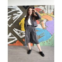 Minimalist Style Linen Culottes For Women, Pleated Culottes, Formal Women Trousers, Stylish Short Trousers | Etsy (US)