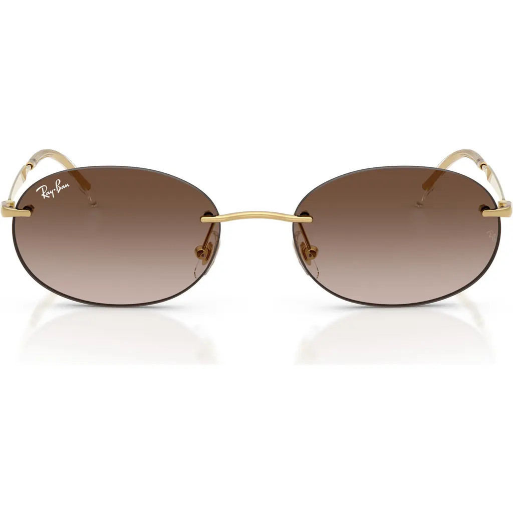 Ray-Ban 54mm Gradient Rimless Oval Sunglasses in Arista /Gradient Brown at Nordstrom | Nordstrom