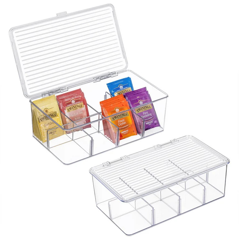 Tea Bag Organizer, Vtopmart Plastic Stackable Tea Storage Box, for Tea Bags, Coffee, Sugar Packet... | Walmart (US)