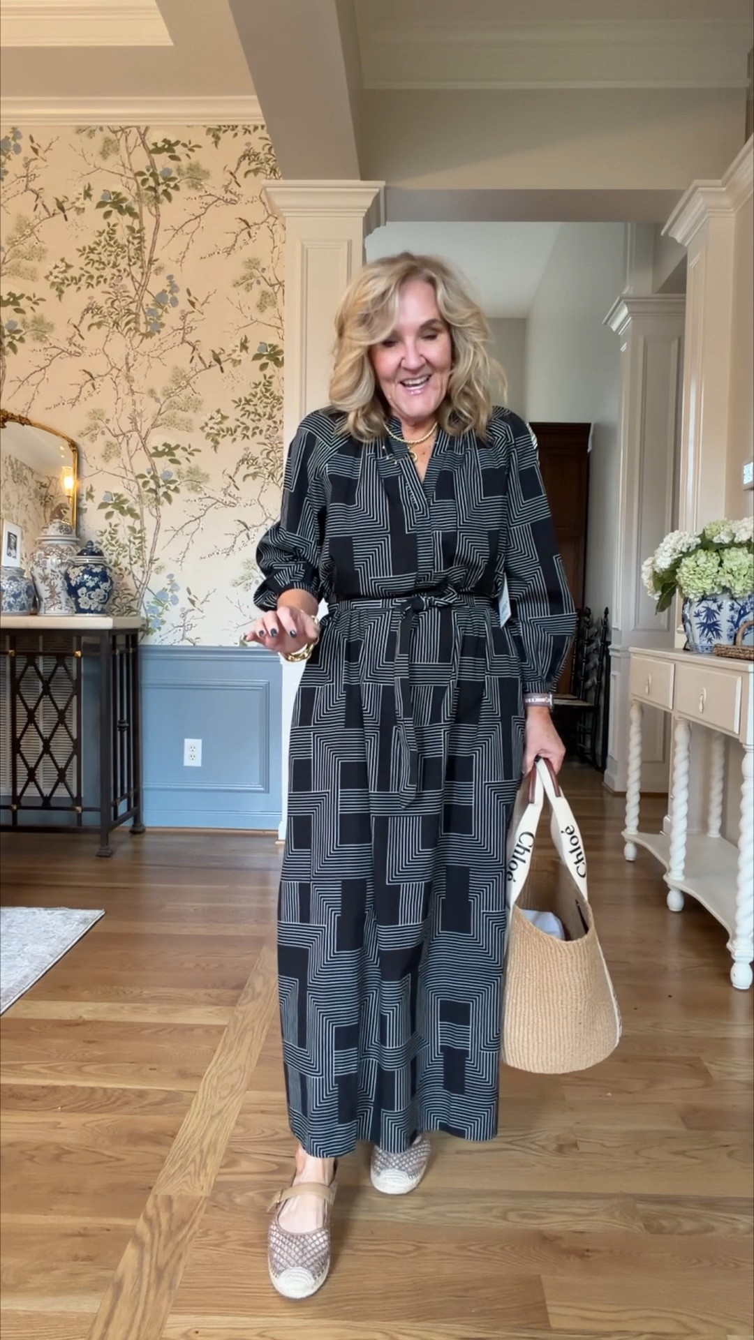 Everything is my regular size 
8, medium, except sweater and denim shirt i sized up to a large and 
The spanx jeans are a medium petite
The striped dress you may consider sizing up if inbetween 
Love that black geometric for vacation 
My espadrilles are restocked 
25% off Allie & Bess code NANETTE25 

Vacation outfit, spring outfits, wedding guest dress vacation dress denim jacket, straight leg jeans, transition outfits

#LTKWedding #LTKPetite #LTKOver40