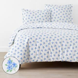Company Cotton Sunshine & Blooms Blue Multi Floral Full Cotton Percale Duvet Cover | The Home Depot