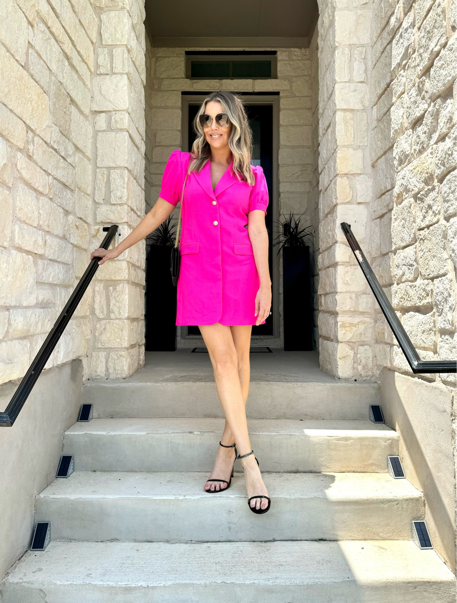 Summer dress season is here and I am SO obsessed with this Generation Love pink blazer dress from @saks. The bold, bright color is a must have and it’s perfect for a girls night out or date night. It’s a total must have if you want to turn heads. #Saks #SaksPartner
 I’m a size 6 and am wearing a Large, I would recommend sizing up. 
