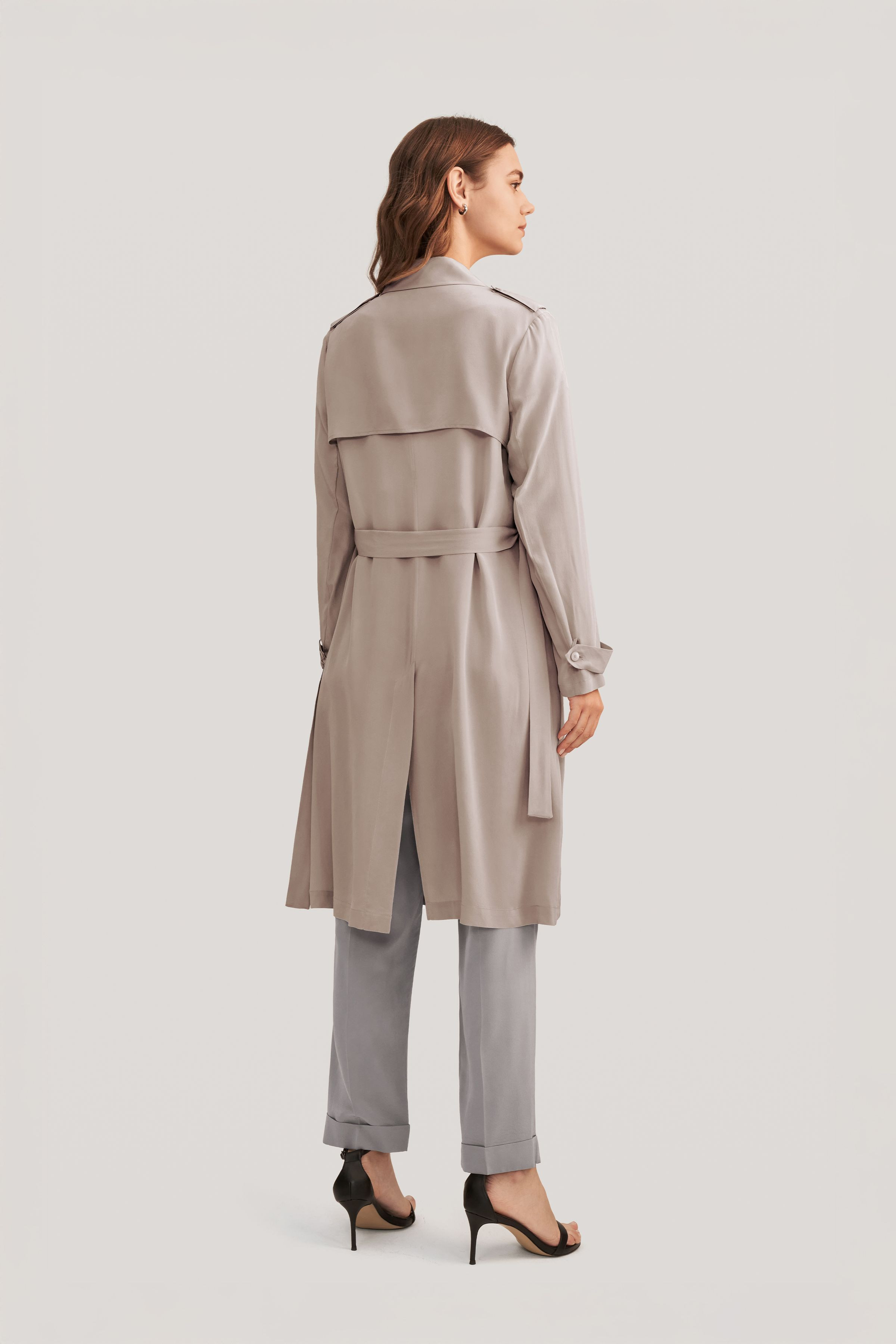 Classic Double-Breasted Silk Trench Coat | LILYSILK