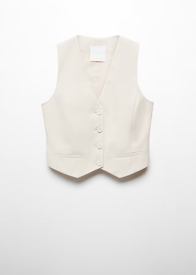 Linen waistcoat with buttons | MANGO (US)
