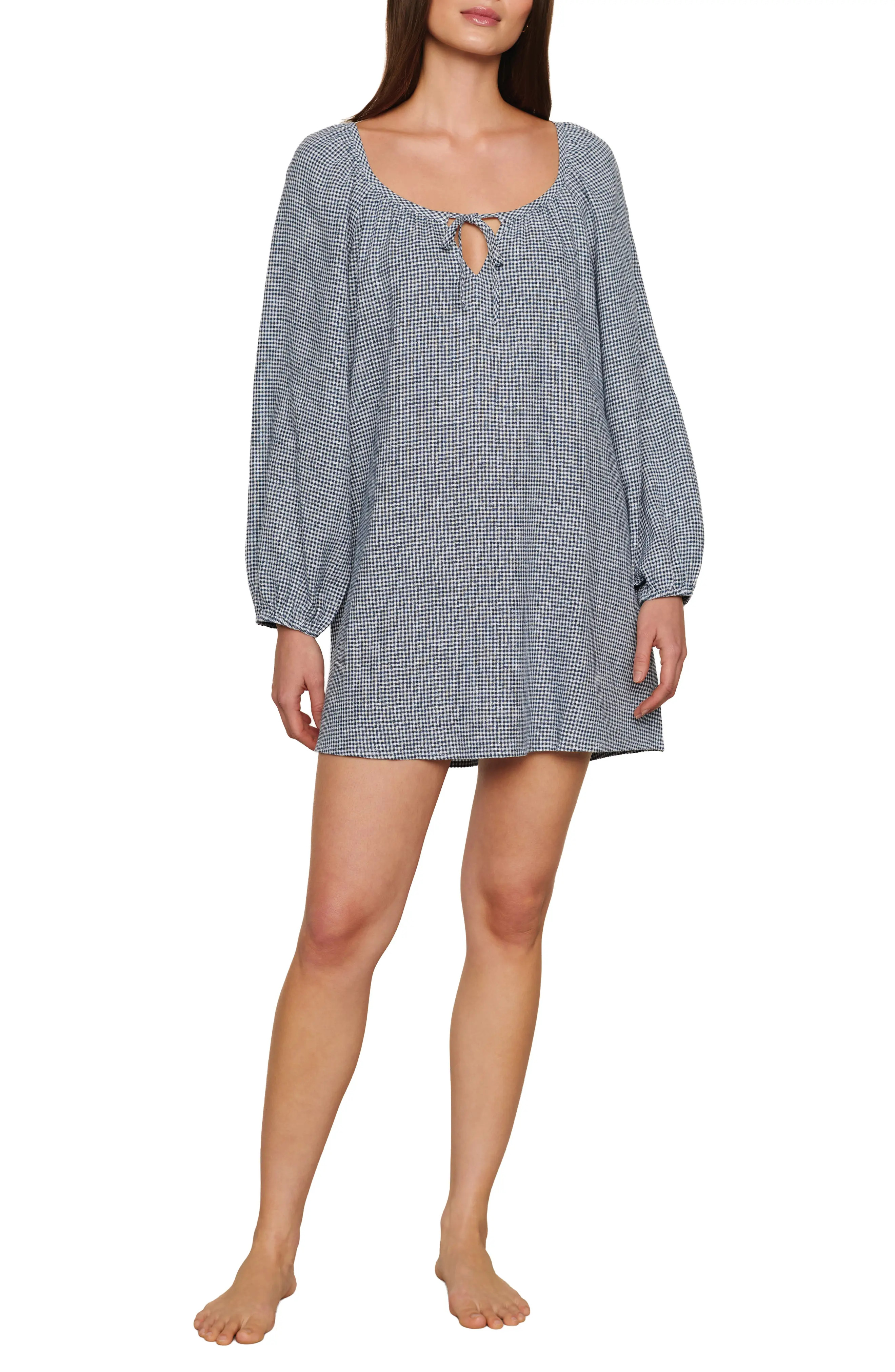 Linen Blend Long Sleeve Nightgown (Women) | Nordstrom | Nordstrom