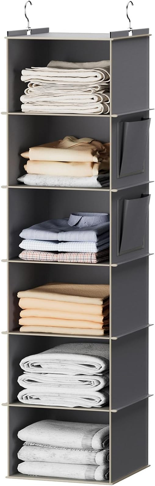 YOUDENOVA Hanging Closet Organizer and Storage, 6-Shelf Closet Hanging Storage Shelves, Grey | Amazon (US)