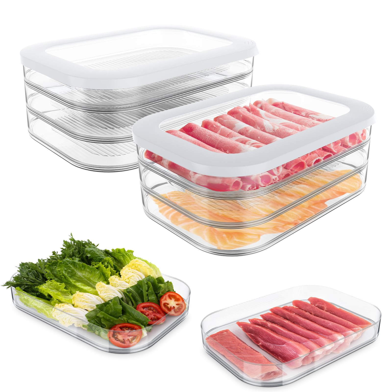 6 Pcs Deli Meat Container for Fridge, Stackable Bacon Lunch Meat Container for Refrigerator, Food... | Amazon (US)