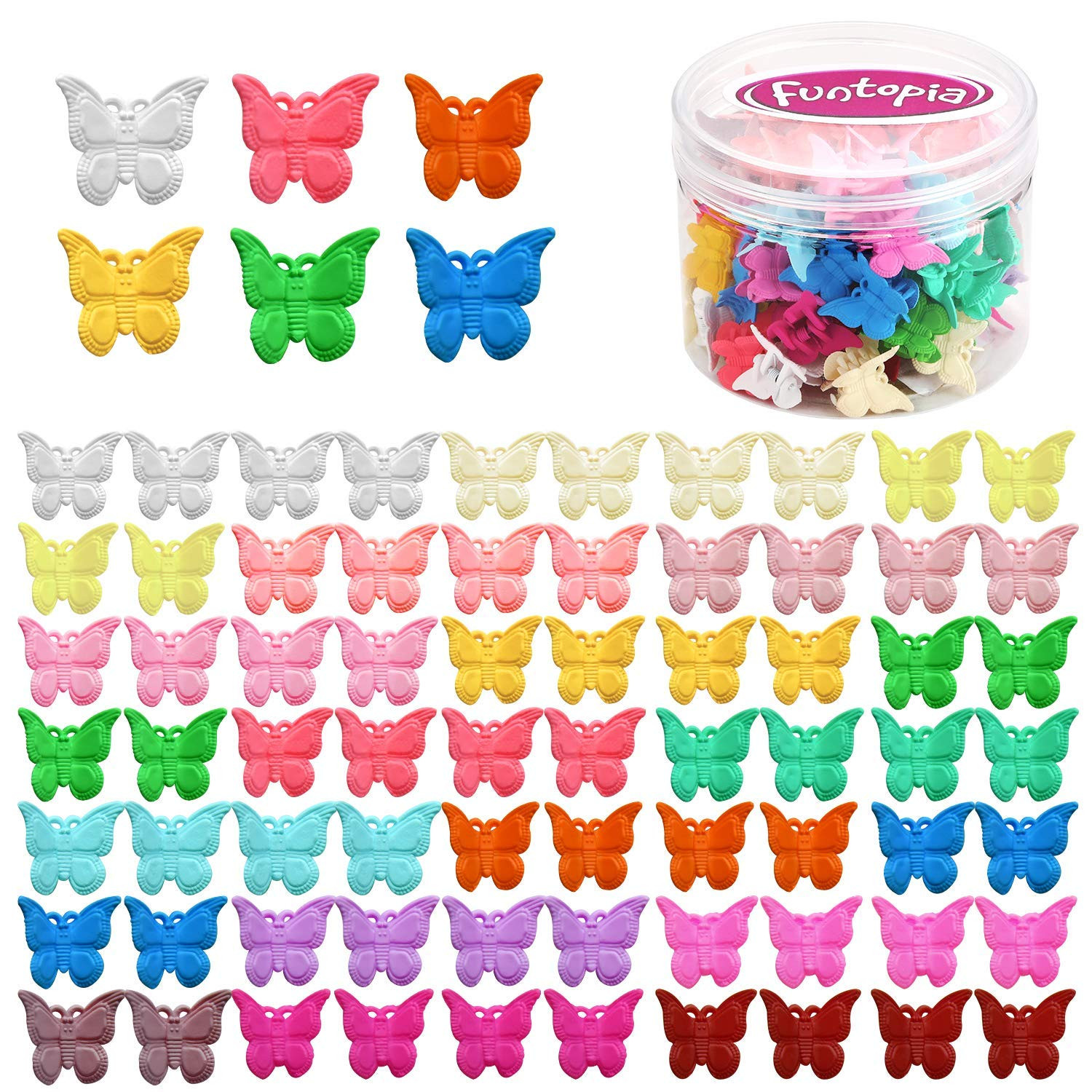Butterfly Hair Clips for Girls Women, Funtopia 72Pcs Small Hair Claw Clips with Box Package, Cute... | Amazon (US)