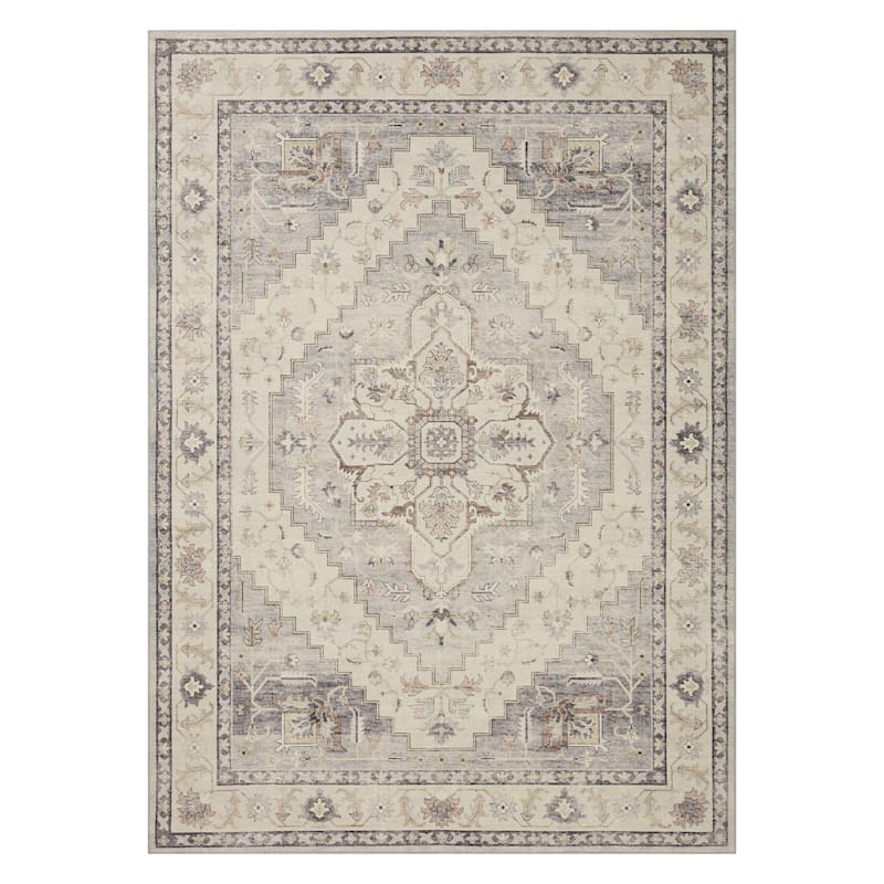 (D576) Grand Villa Taupe Medallion Area Rug, 5x7 | At Home