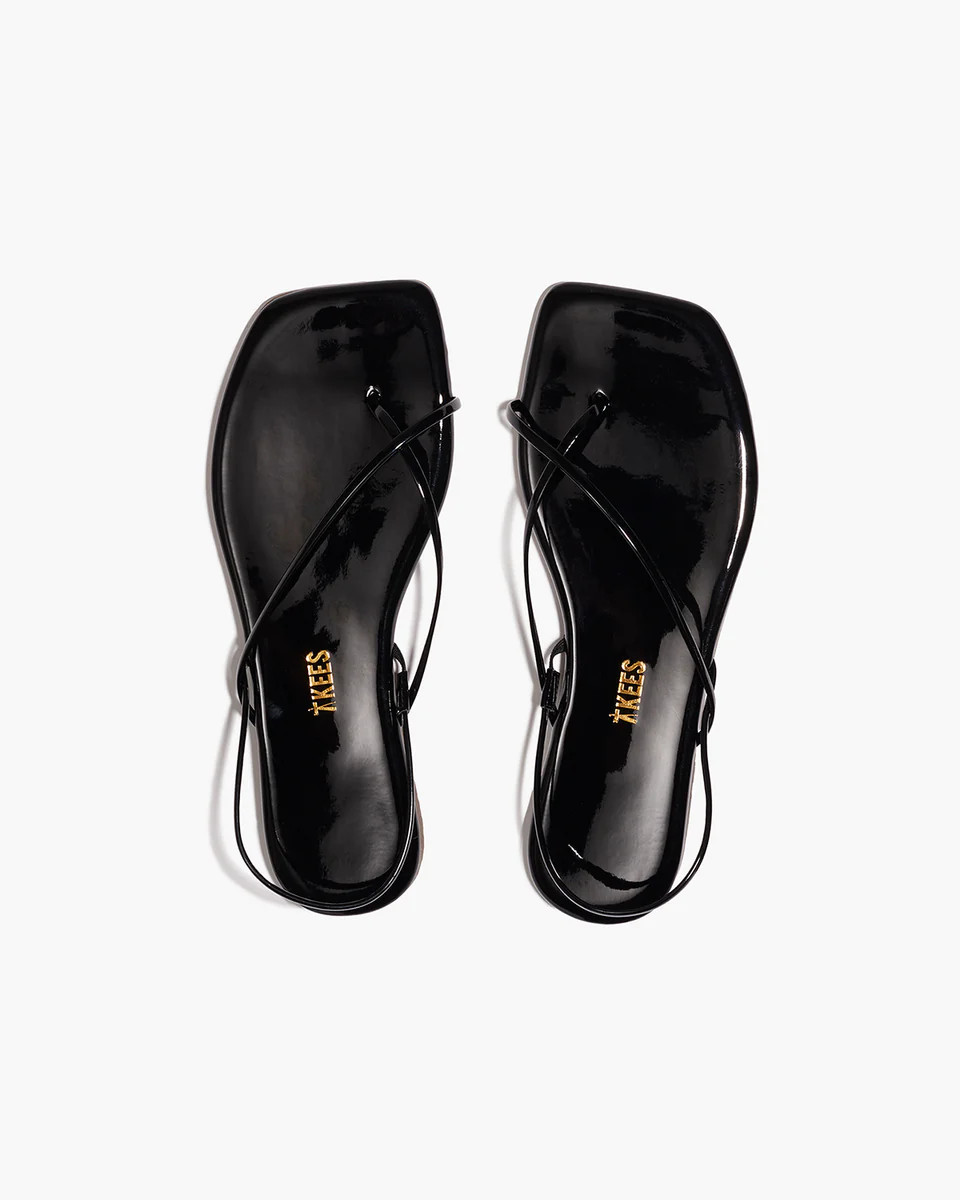 TKEES Square Toe Millie Leather Sandals in Licorice | TKEES