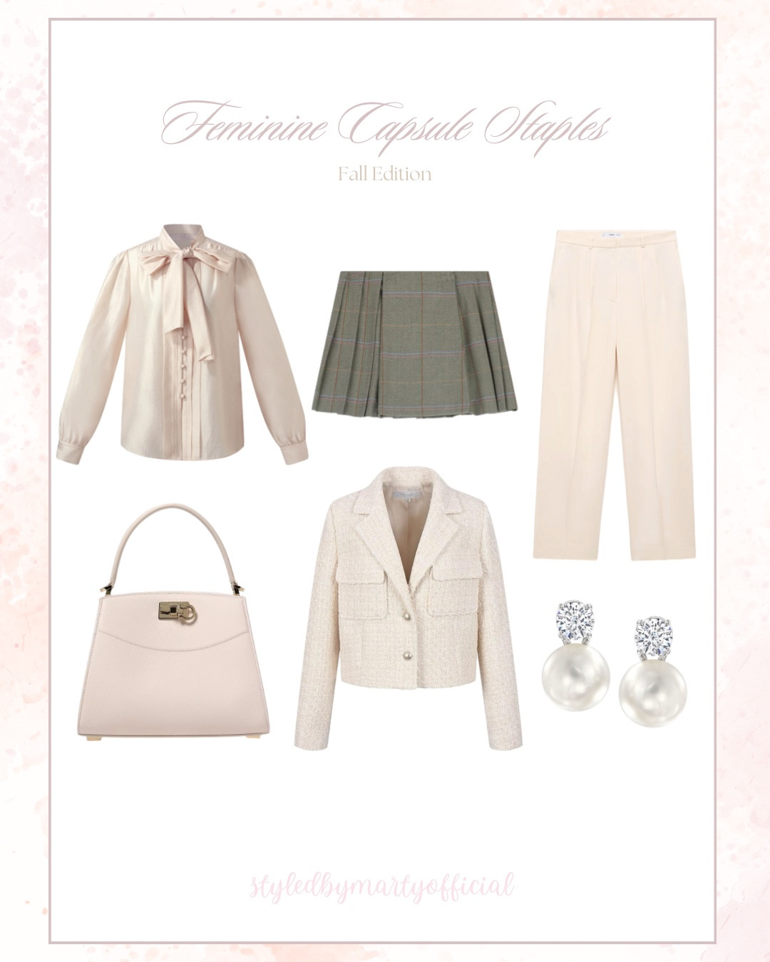 Feminine Capsule Staples - Fall Edition

Feminine style, feminine wear, feminine fall outfit, fall fashion, fall staples, fall essentials, fall capsule wardrobe, girly wear, pink top, pink blouse, blazer jacket, tweed jacket, pink trench coat, mini skirt, pleated mini skirt, Mary Jane, boots, bow boots, shoulder bag, fall dress, finds under 50 

#LTKSeasonal #LTKFindsUnder100 #LTKStyleTip