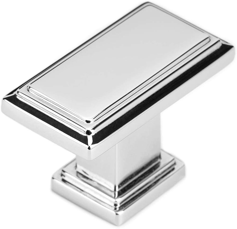 KOOFIZO Rectangular Stepped Cabinet Knob - Chrome Pull Handle (Length 40mm / 1.6 Inch), 10-Pack f... | Amazon (US)