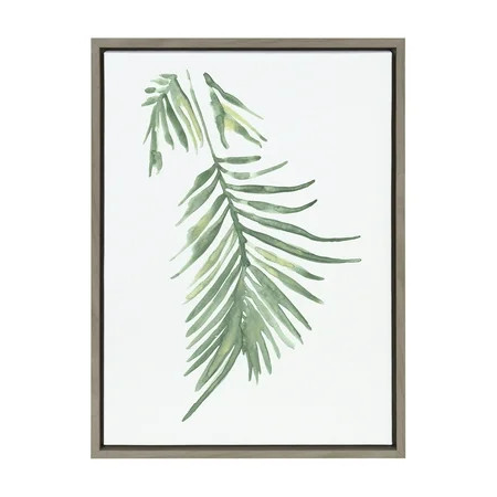 Kate and Laurel Sylvie Palm Leaf Framed Canvas Wall Art by Viola Kreczmer 18x24 Gray Decorative Trop | Walmart (US)