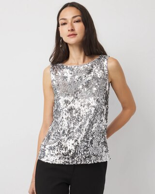 Women's Sequin Cami Top in Silver Teardop Sequin size Small | White House Black Market, Going Out Tops | White House Black Market