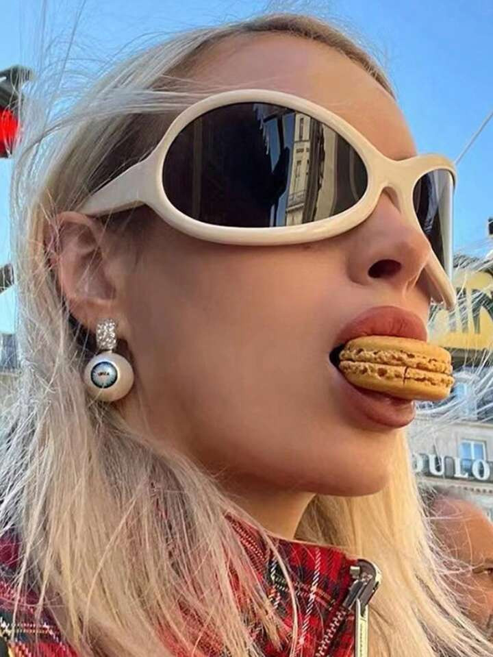 1pc Y2K Women Plastic Big Frame Wrapped Style Sports Future Fashion Hip Hop Street Snap Decoratio... | SHEIN