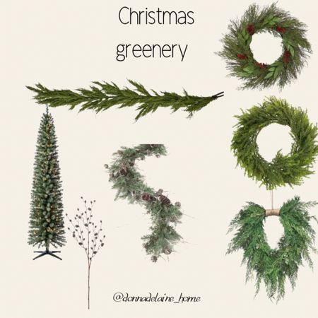 Christmas greenery favourites! 
Slim tree, cedar garland, wreath 

#LTKHoliday #LTKhome