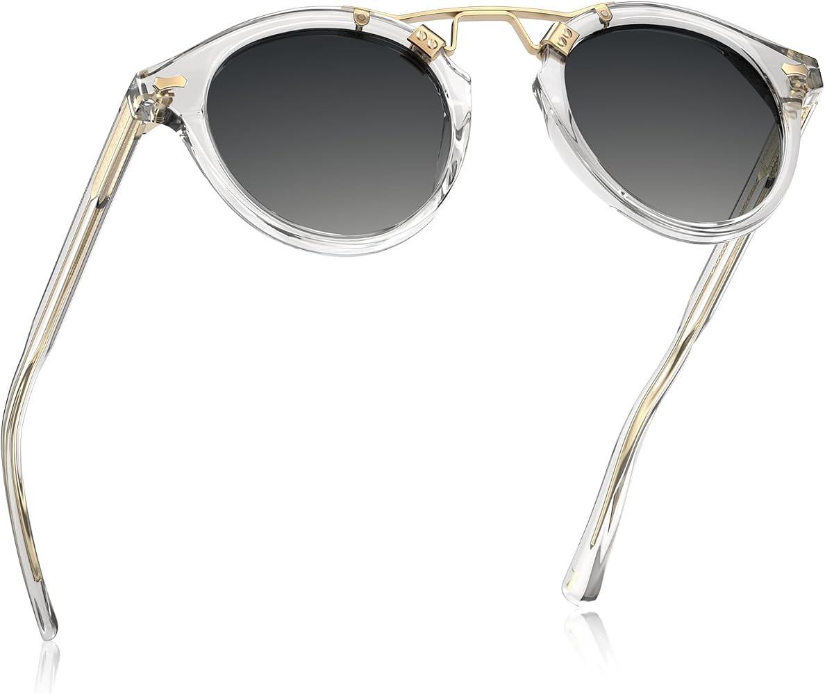 CARFIA Small Retro Double Bridge Women's Sunglasses Polarized Acetate Round     UV400 polarized, ... | Amazon (US)