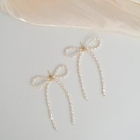 Pearl Bow Earrings, Stud Gold Filled, Rice Pearl, Freshwater Pearl Earring, Statement Earrings, Gift For Her, Cute | Etsy (US)