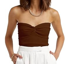 Womens Strapless Crop Top Sexy Sweetheart Neck Ribbed Knit Twisted Knot Front Sleeveless Y2K Cami... | Amazon (US)
