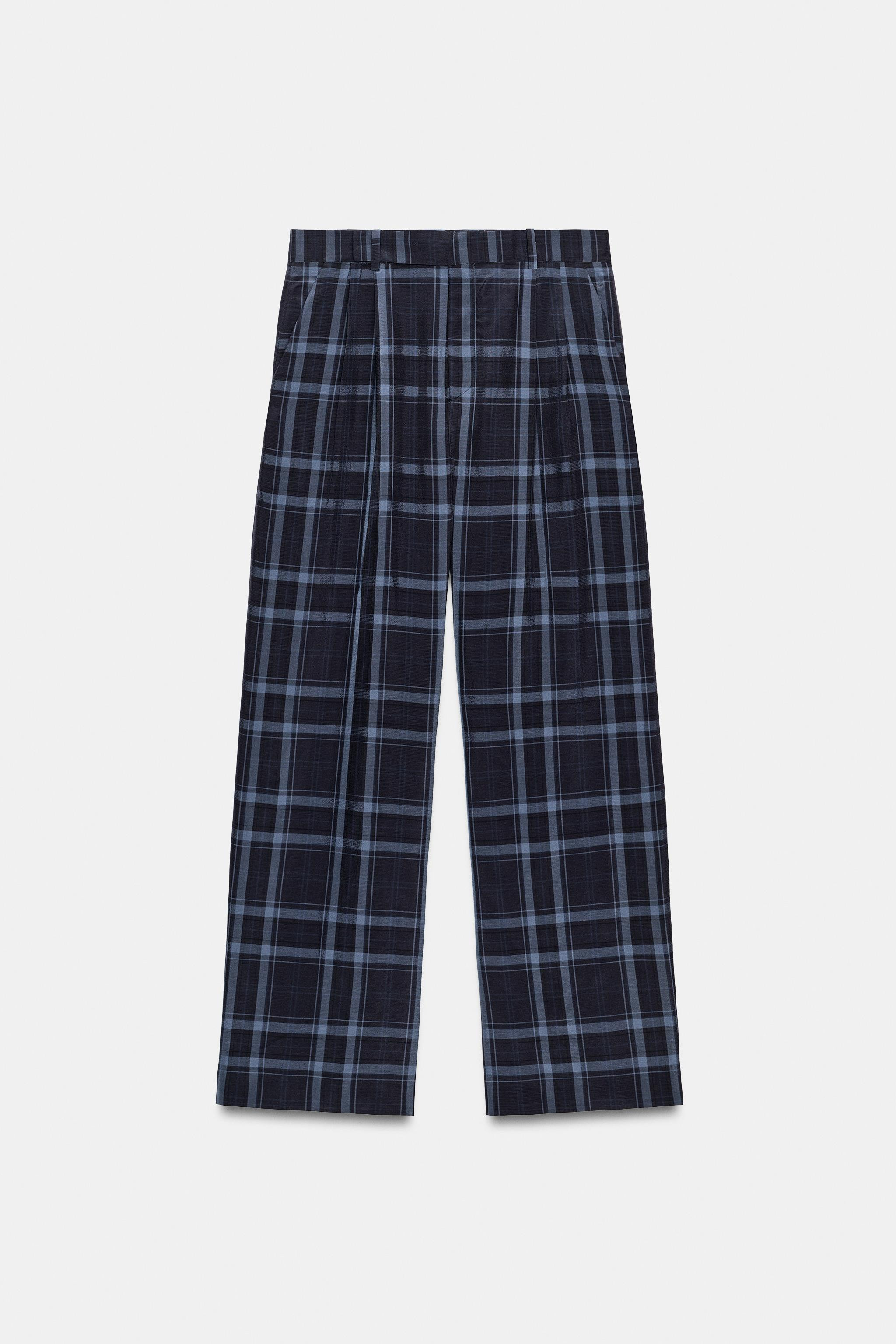 ZW COLLECTION CHECK WIDE-LEG TROUSERS | Zara UK