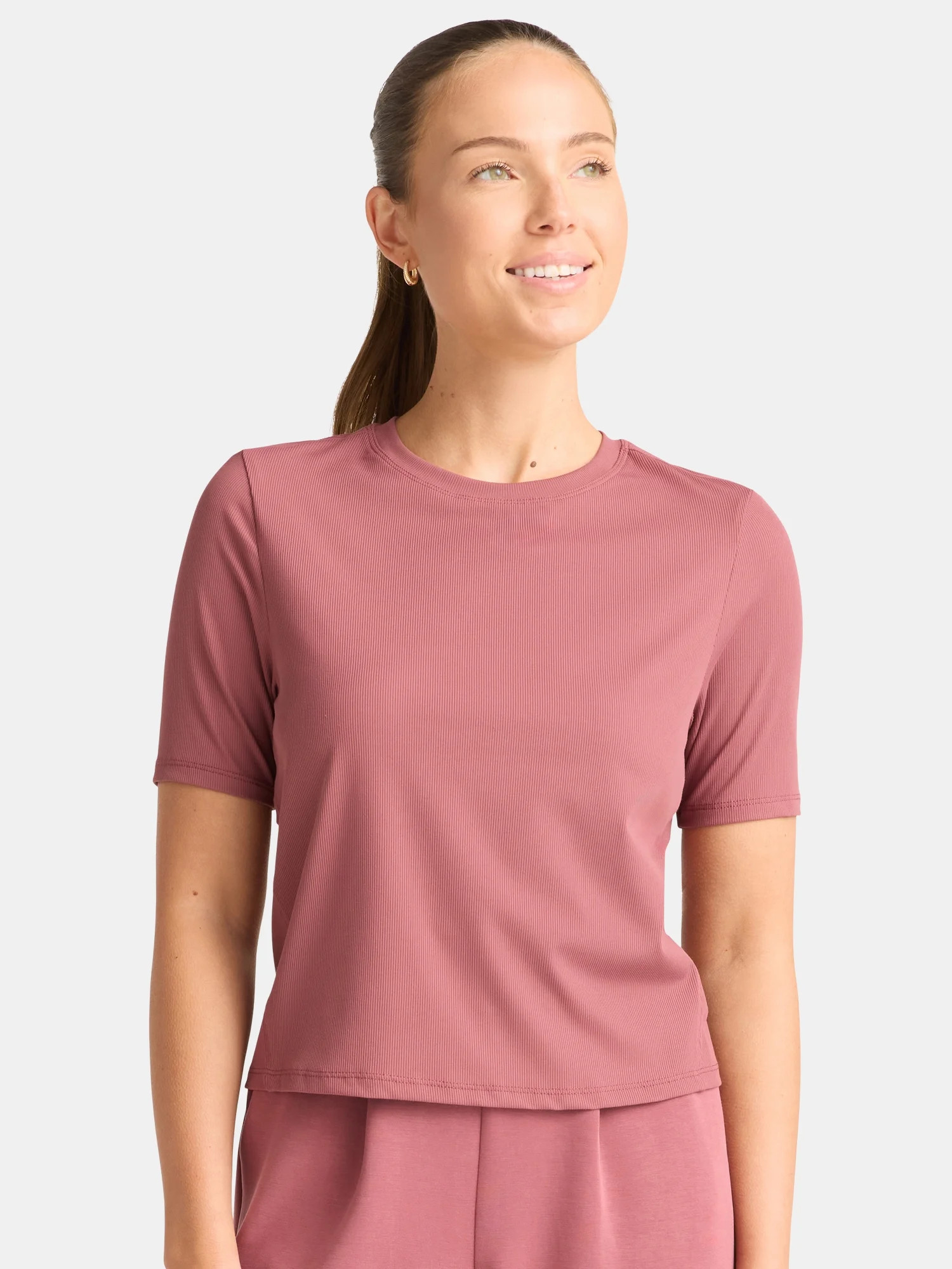 Avia Women's Ribbed Crop Tee with Short Sleeves, Sizes XS-XXXL | Walmart (US)