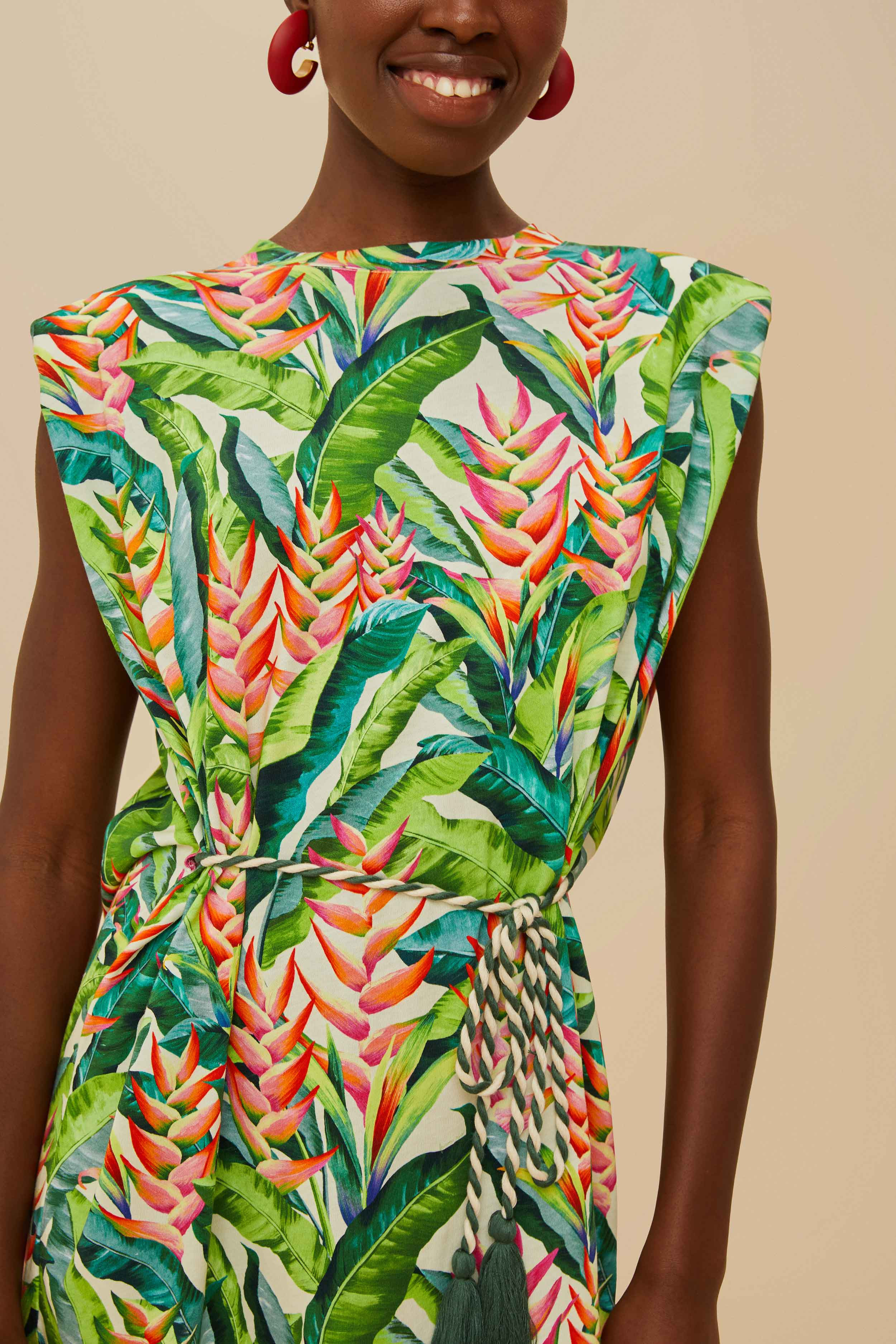 Off-White Heli Leaves Organic Cotton T-Shirt Mini Dress | FarmRio (US)
