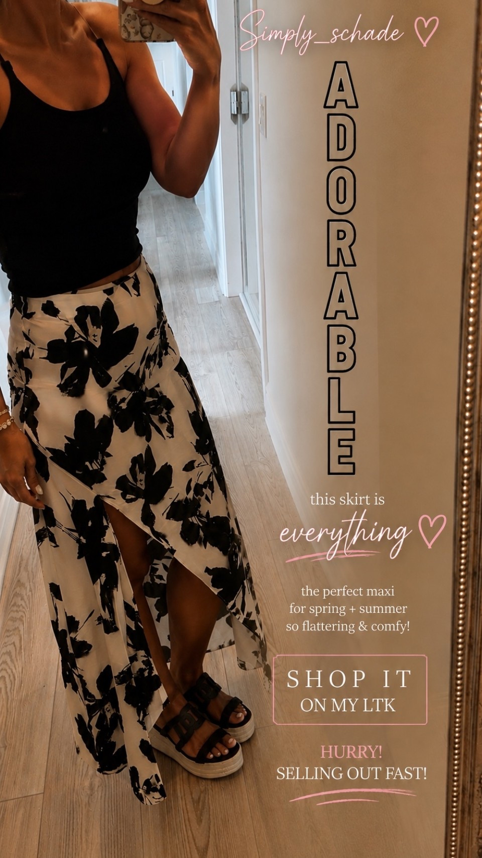 Love this outfit sooo much 🤍🖤
This skirt is seriously EVERYTHING — flattering, flowy, and perfect for spring + summer! The black and white floral print makes it so easy to dress up or down 🙌🏼

✨ Use code SAVE30 for 30% OFF the skirt right now!! ✨
Hurry because it’s selling out FAST!

Shop it all on my LTK 🛍️
#LTKStyle #LTKSaleAlert #SpringStyle #SummerOutfit #ViciCollection #MaxiSkirt #VacationStyle #OOTD #FashionFinds #SimplySchade

#LTKdayinmylife #LTKgrwm #LTKootd