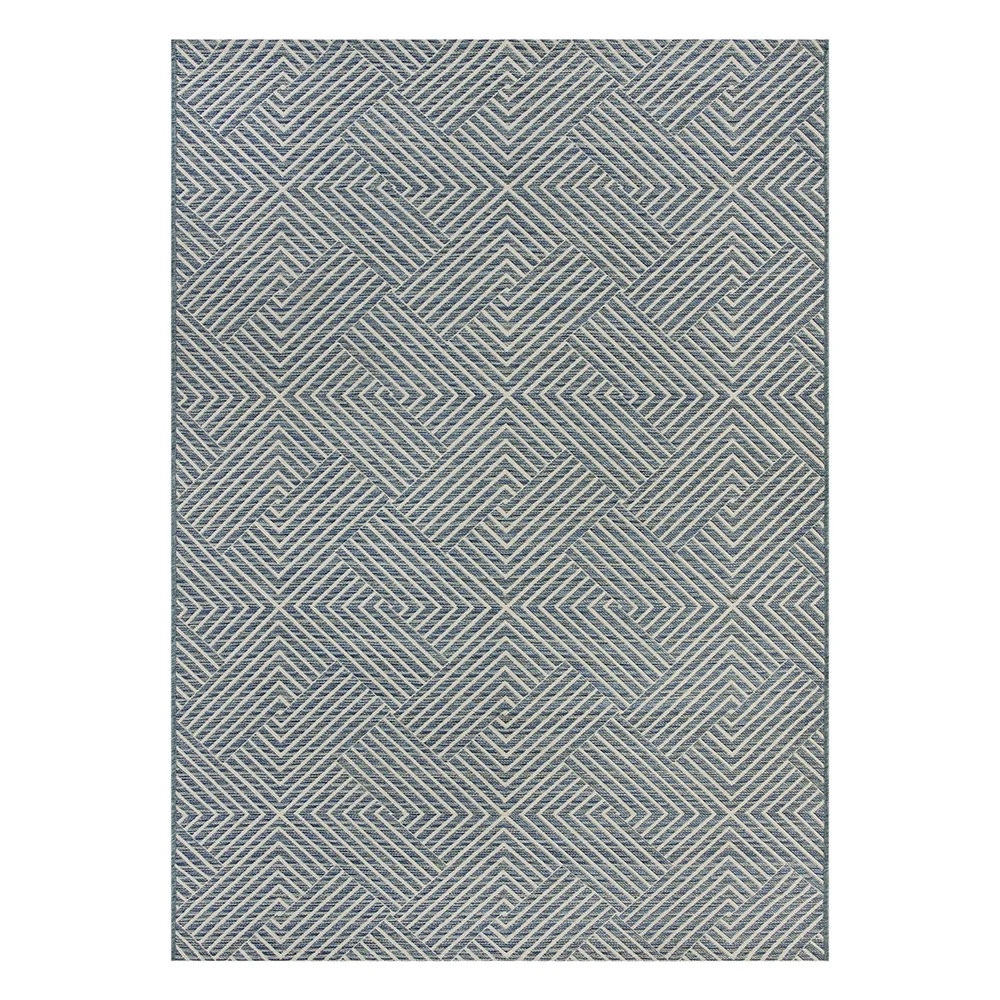 Better Homes & Gardens Woven Geo 5’ x 7’ Outdoor Rug - Polypropylene/Polyester - Blue - Walma... | Walmart (US)
