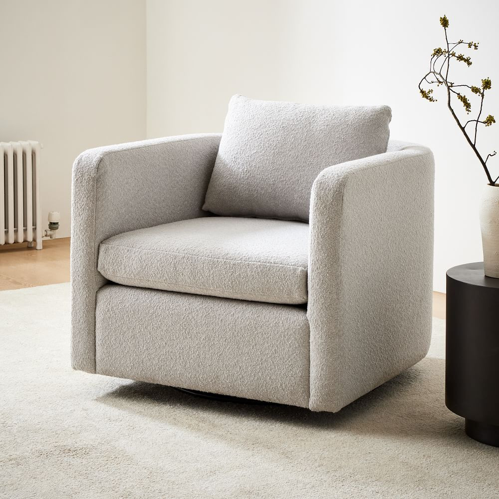 Bacall Curved Swivel Chair (In-Stock &amp; Ready to Ship) | West Elm (US)