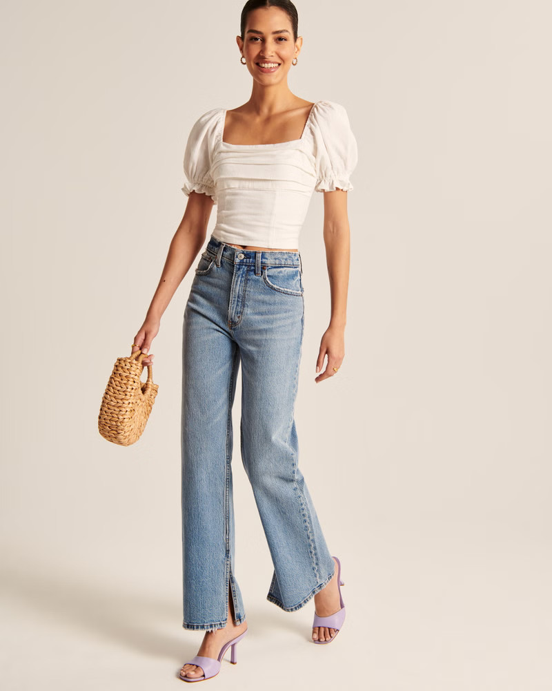 Women's Pleated Squareneck Top | Women's Tops | Abercrombie.com | Abercrombie & Fitch (US)