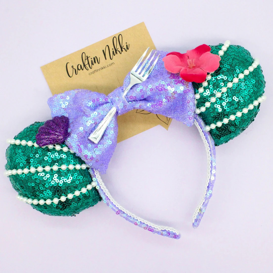 The Little Mermaid Princess Mouse Ears With Fork and Seashell - Etsy | Etsy (US)