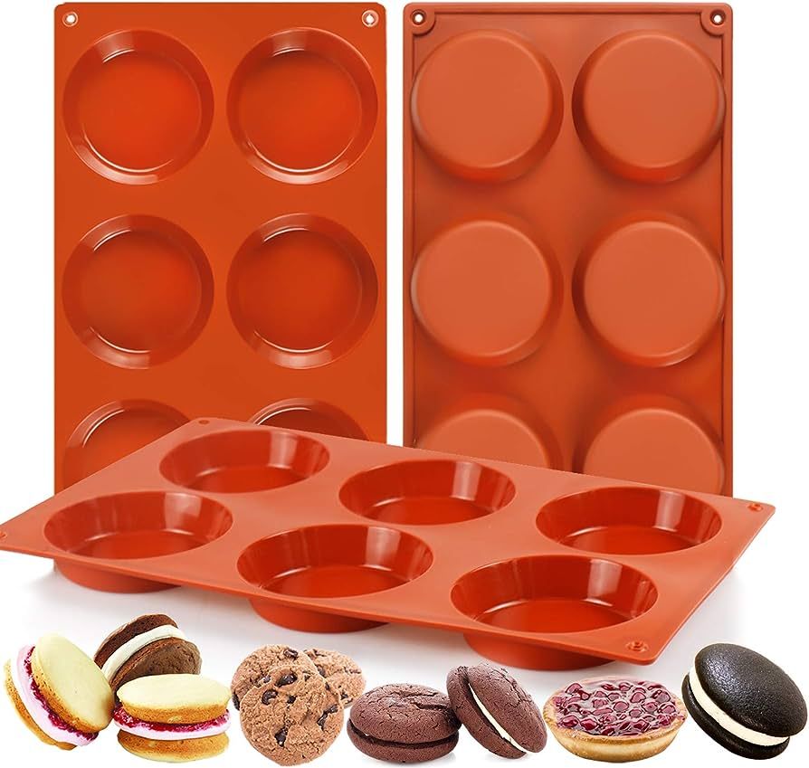 3 Pcs Silicone Muffin Top Pans for Baking, 6-Cavity Non-Stick 3" Round Whoopie Pie Pan/Mini Tart ... | Amazon (US)