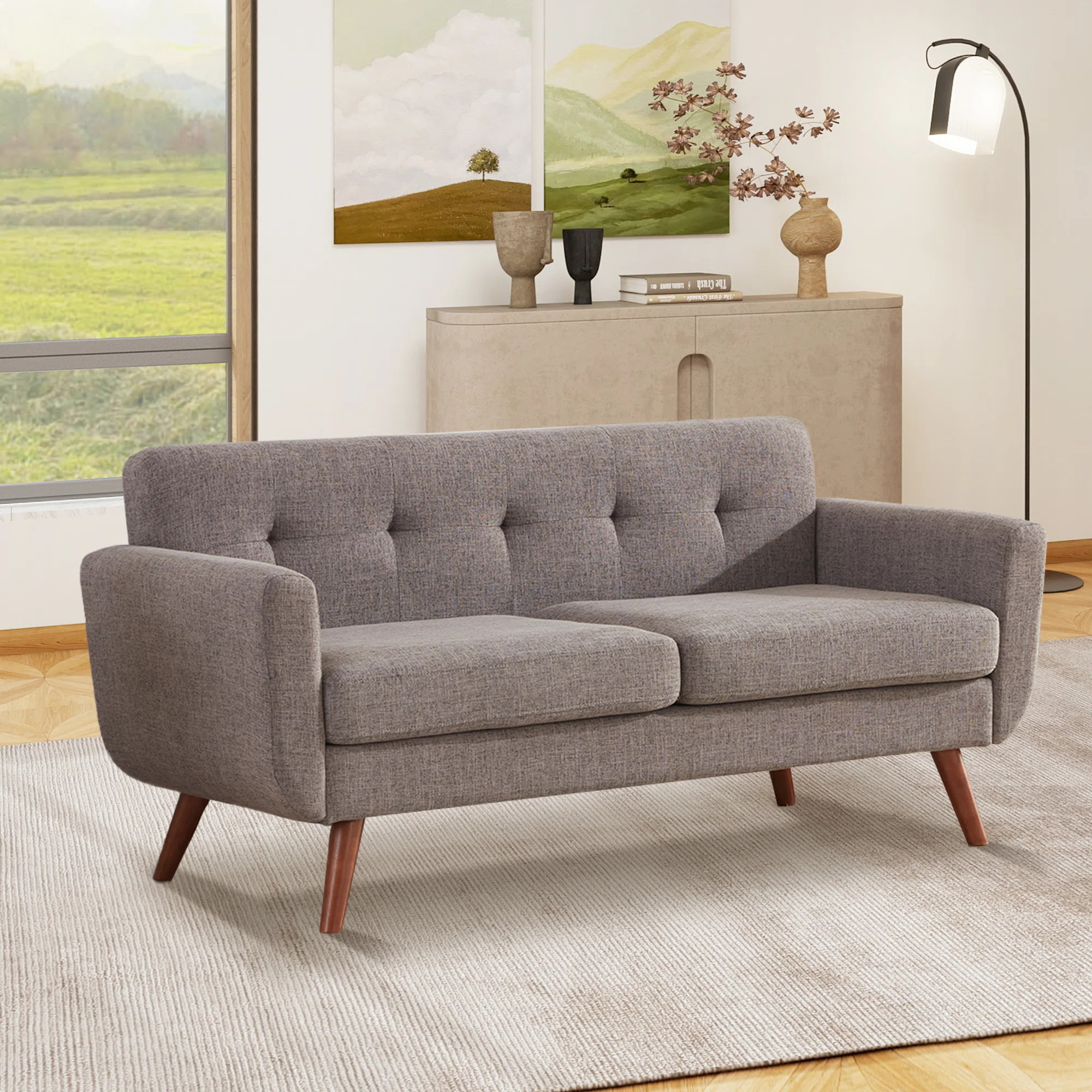 Jadier 66" Upholstered Loveseat Square Sofa | Wayfair North America