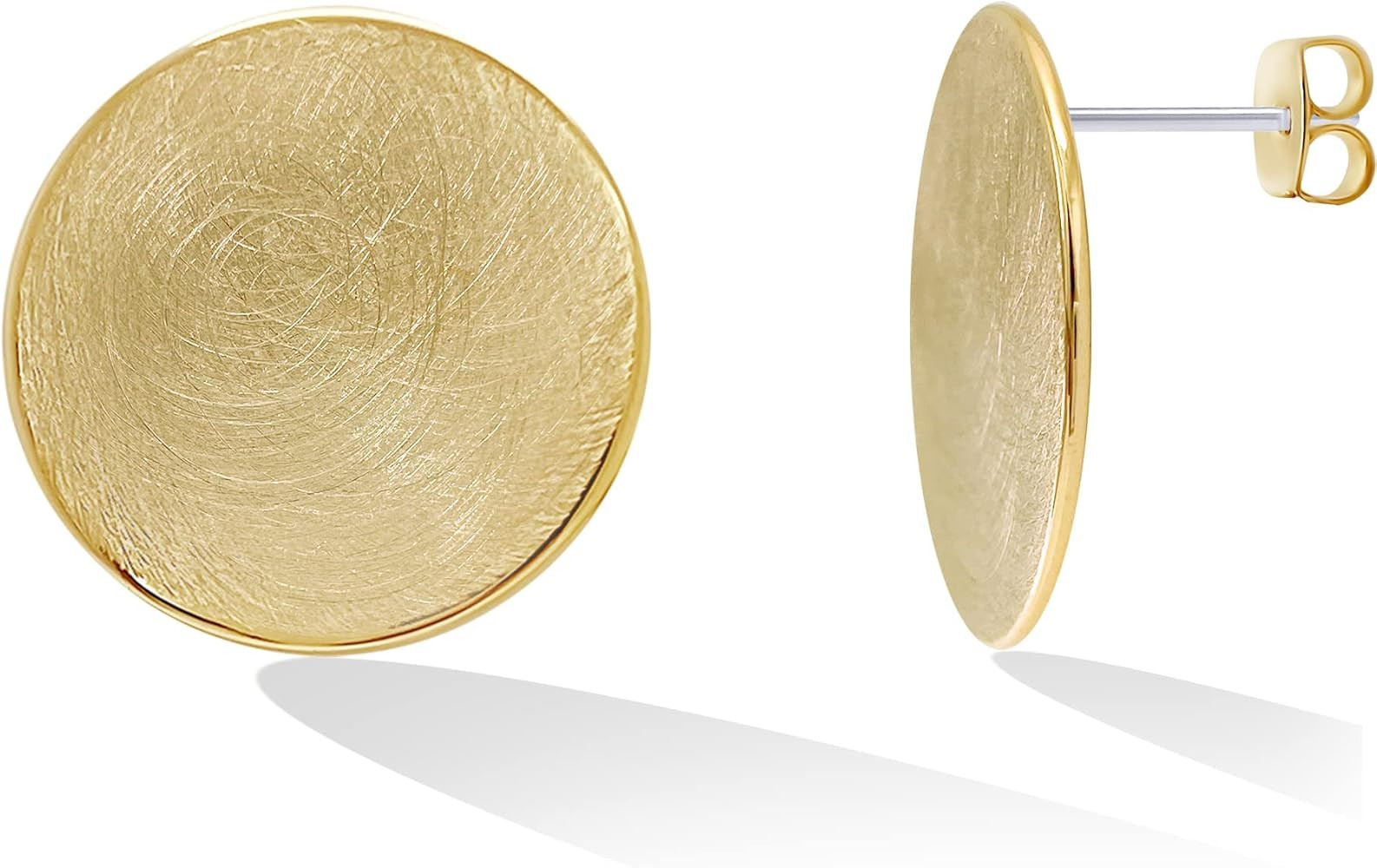 OZEL –Stud Earrings for Women –14k Yellow Gold/White Gold Plated - Brushed Finish – Made in... | Amazon (US)