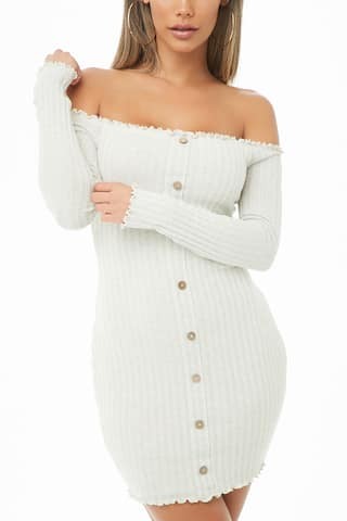 Ribbed Mock Button Bodycon Dress | Forever 21 (US)