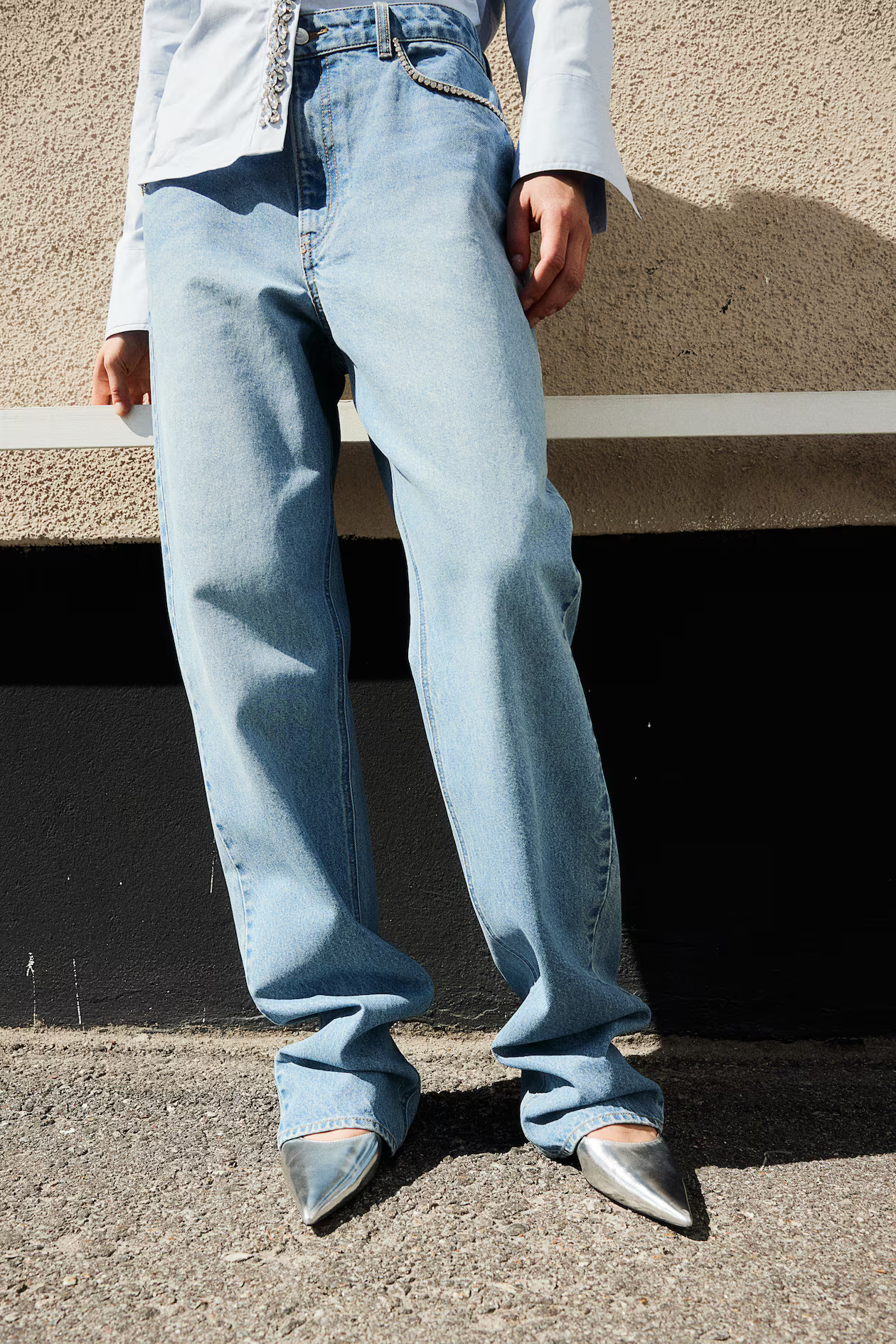 Rhinestone-Embellished Jeans | H&M (US + CA)