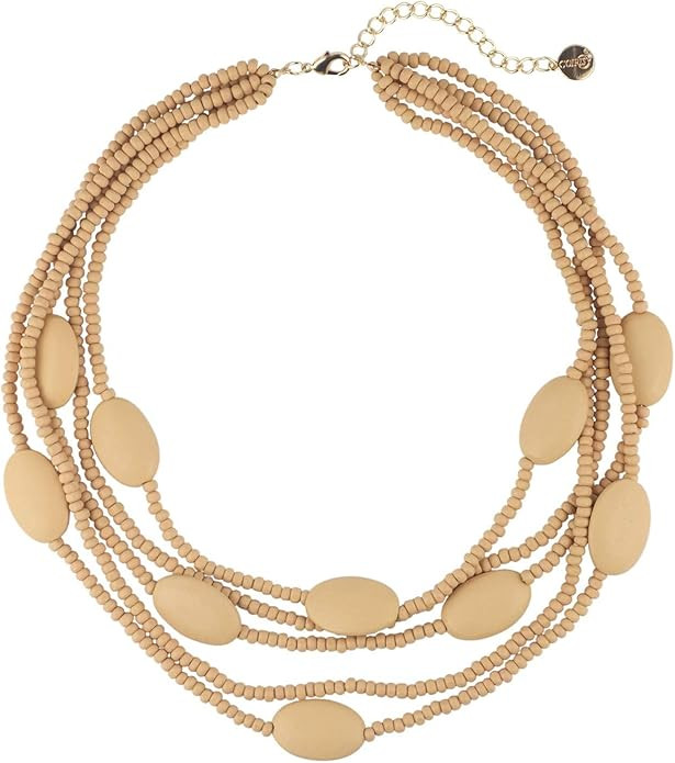 Coiris Multi Color 5 Layers Wood Beads Strand Statement Necklace for Women Chunky Collar (N0019) | Amazon (US)